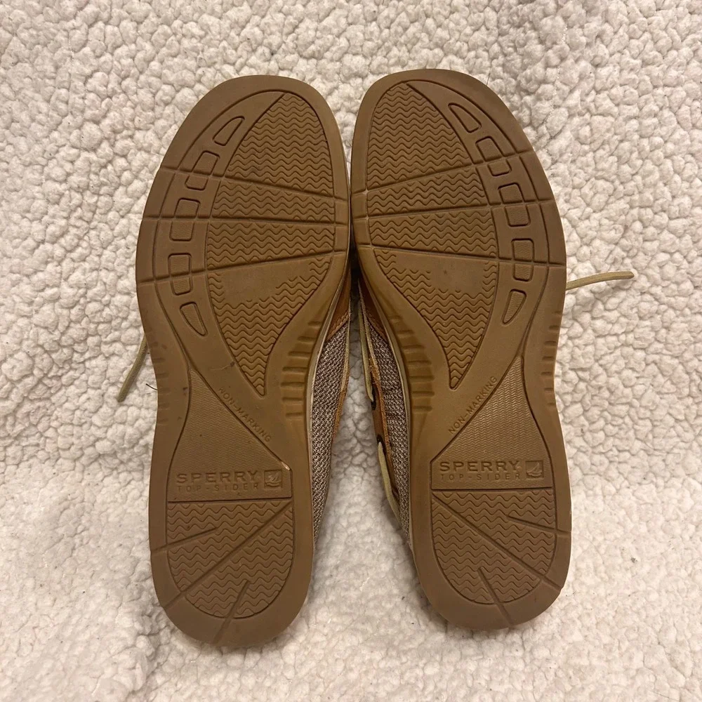 Sperry Top-Sider Mens Tan Beige Leather 6.5M Boat Shoes Loafers Classic Nautical